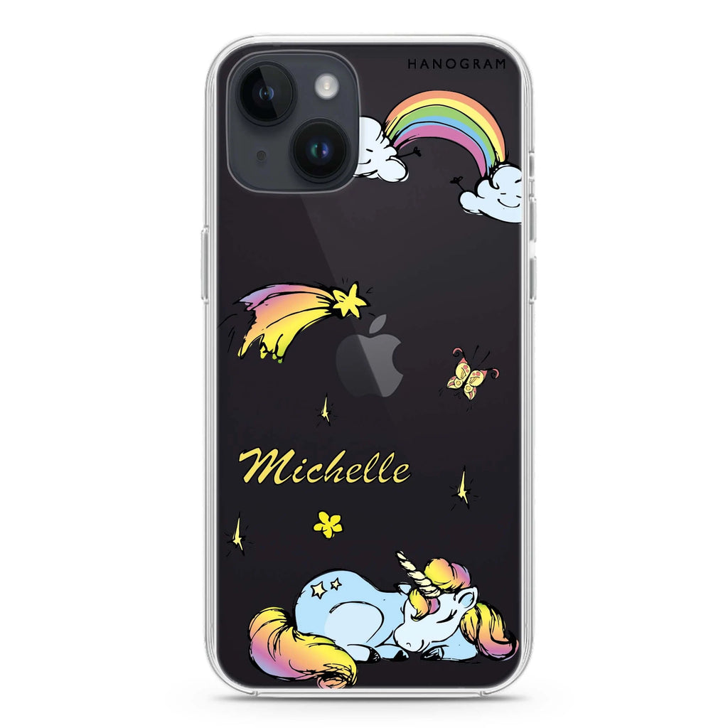 Rainbow Unicorn iPhone 14 水晶透明保護殼