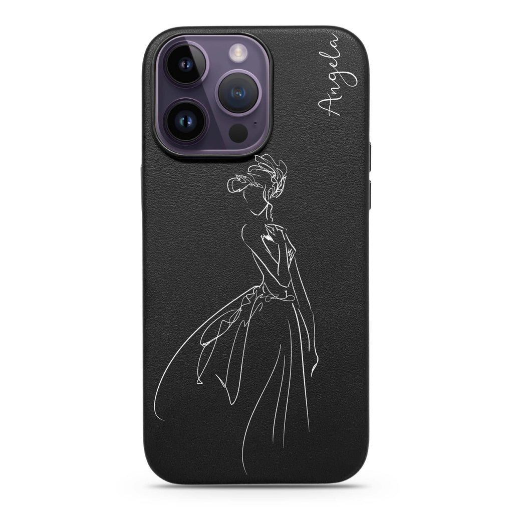 Hand drawn girl Magsafe 兼容皮革保護殼
