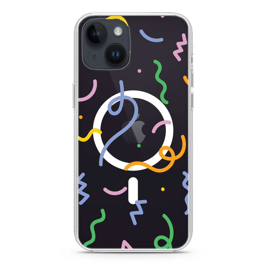 Abstract Doodles iPhone 14 Magsafe 兼容水晶透明保護殼