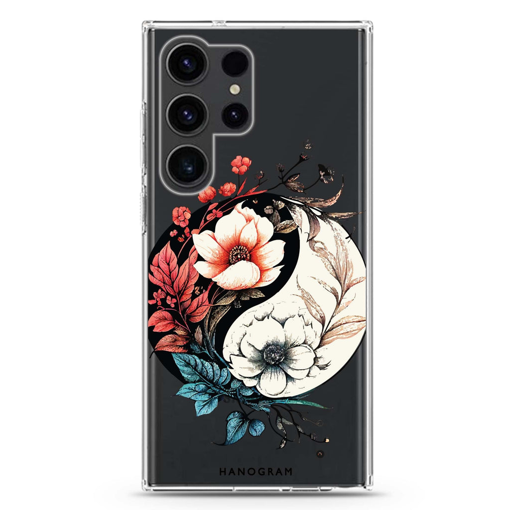 Pretty Floral & Tai Chi Samsung Galaxy Ultra 透明保護殼，適用 S26/S25/S24/S23 Ultra，圖1