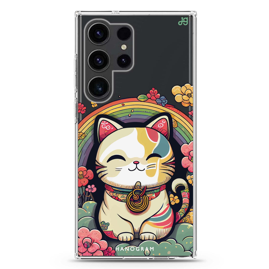 Japanese Lucky Cat Samsung Galaxy Ultra 透明保護殼，適用 S26/S25/S24/S23 Ultra，圖1
