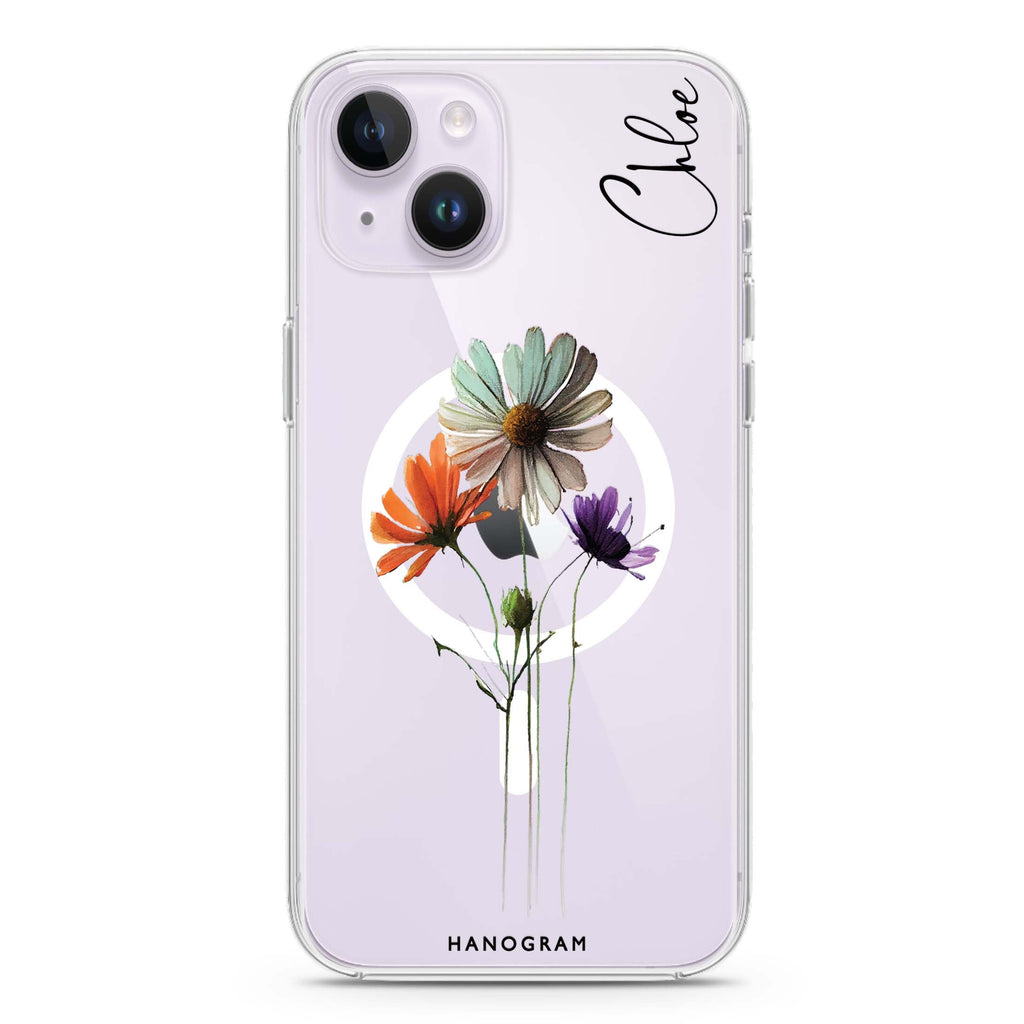 A watercolour floral iPhone 14 Plus Magsafe 兼容水晶透明保護殼