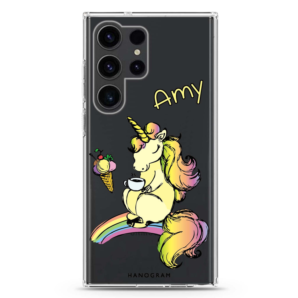 Cute Unicorn Samsung Galaxy Ultra 可加名字透明保護殼，適用 S26/S25/S24/S23 Ultra，圖1