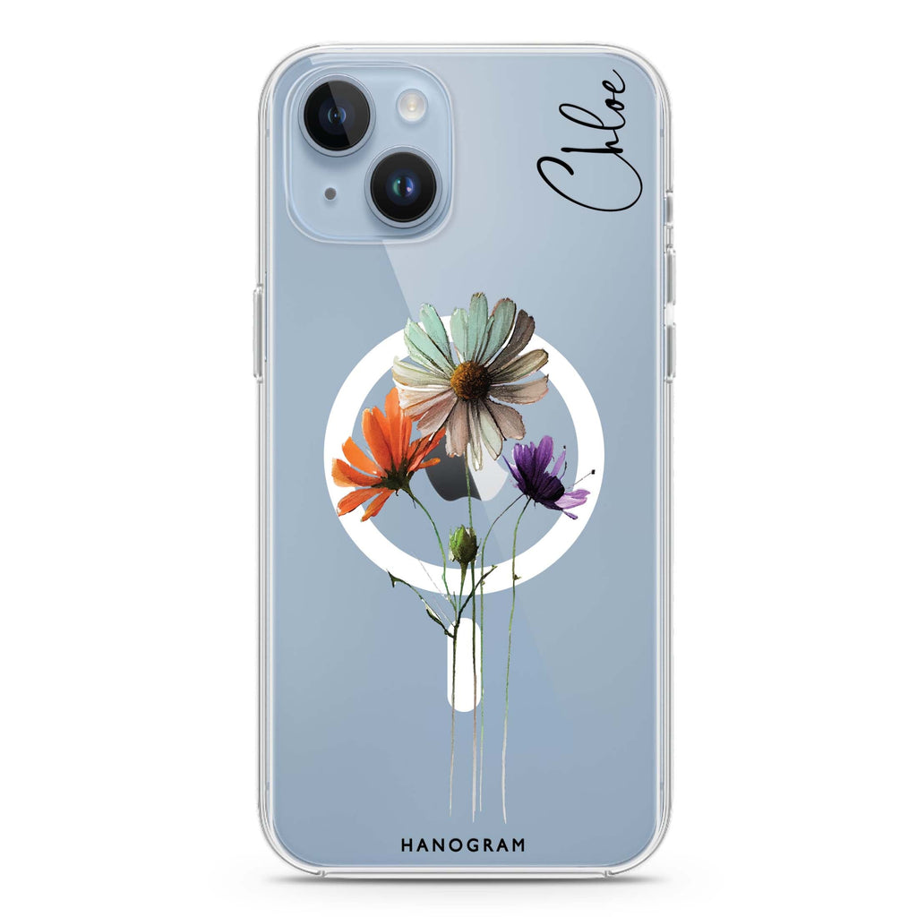 A watercolour floral iPhone 14 Magsafe 兼容水晶透明保護殼