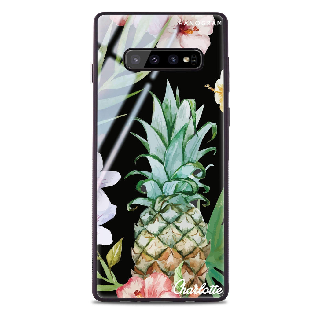 Pineapple & Floral Samsung S10 Plus 超薄強化玻璃殻
