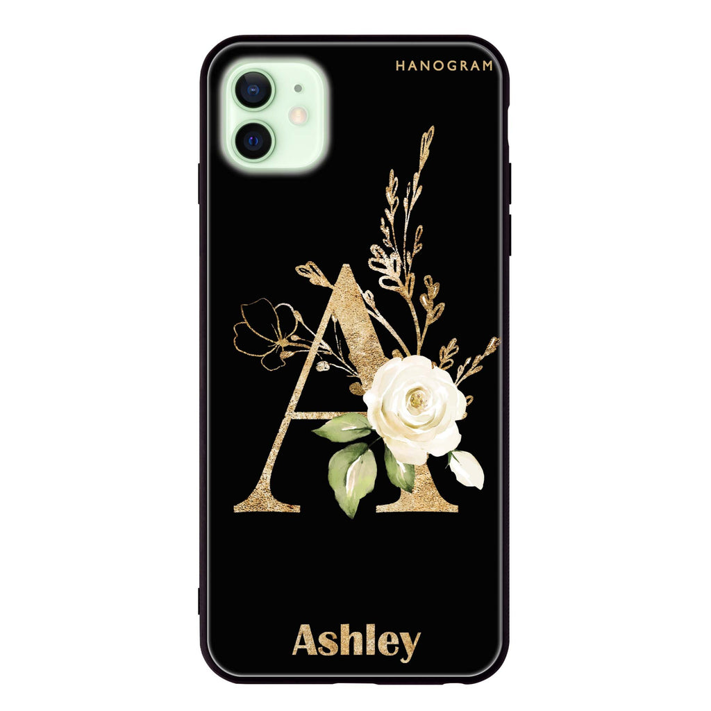 Golden Floral Monogram iPhone 12 超薄強化玻璃殻