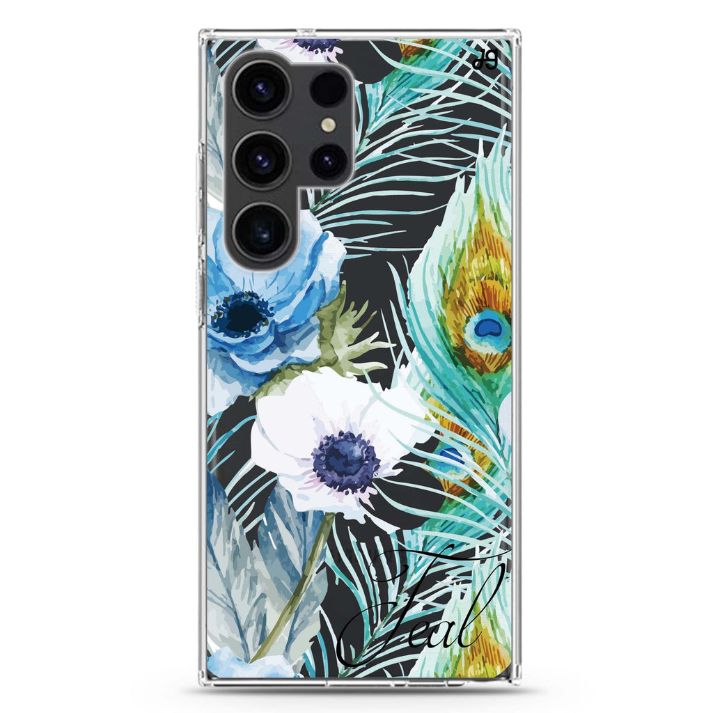 Pretty Watercolor Flowers Samsung Galaxy Ultra 可加名字透明保護殼，適用 S26/S25/S24/S23 Ultra，圖1