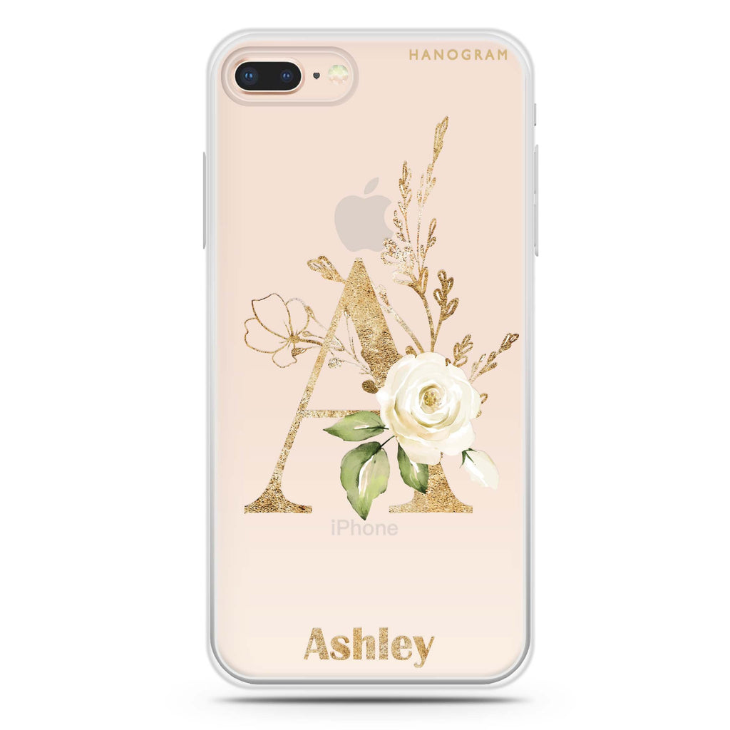 Golden Floral Monogram iPhone 8 Plus 水晶透明保護殼