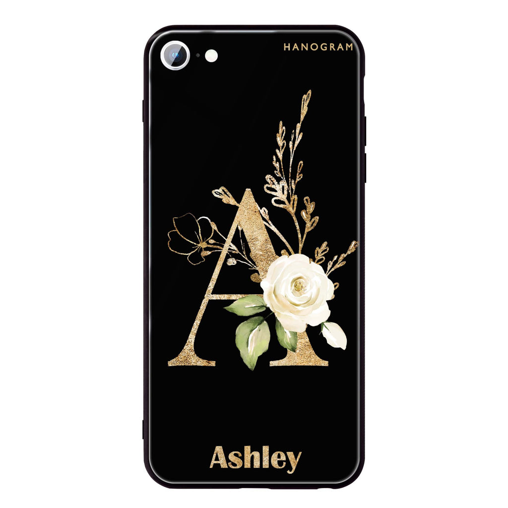 Golden Floral Monogram iPhone SE 超薄強化玻璃殻