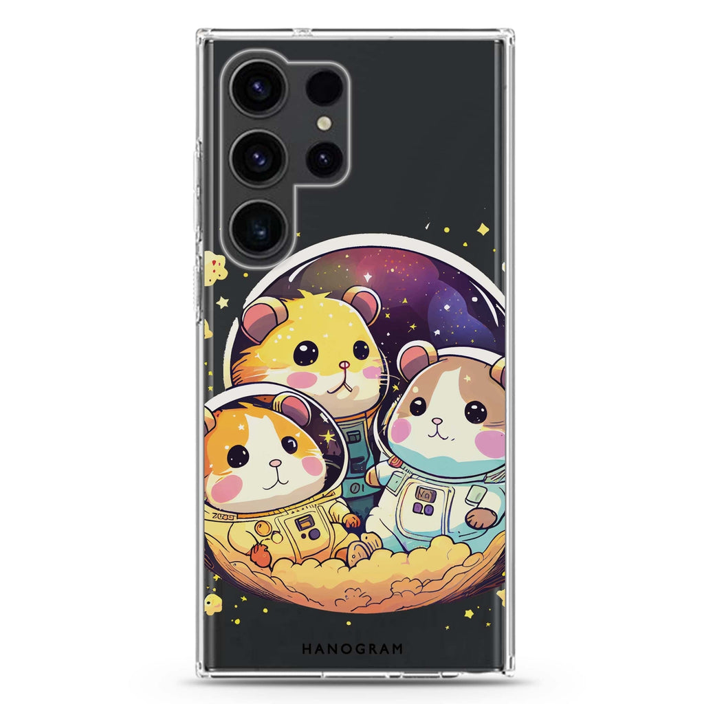 Cute space squirrels Samsung Galaxy Ultra 透明保護殼，適用 S26/S25/S24/S23 Ultra，圖1