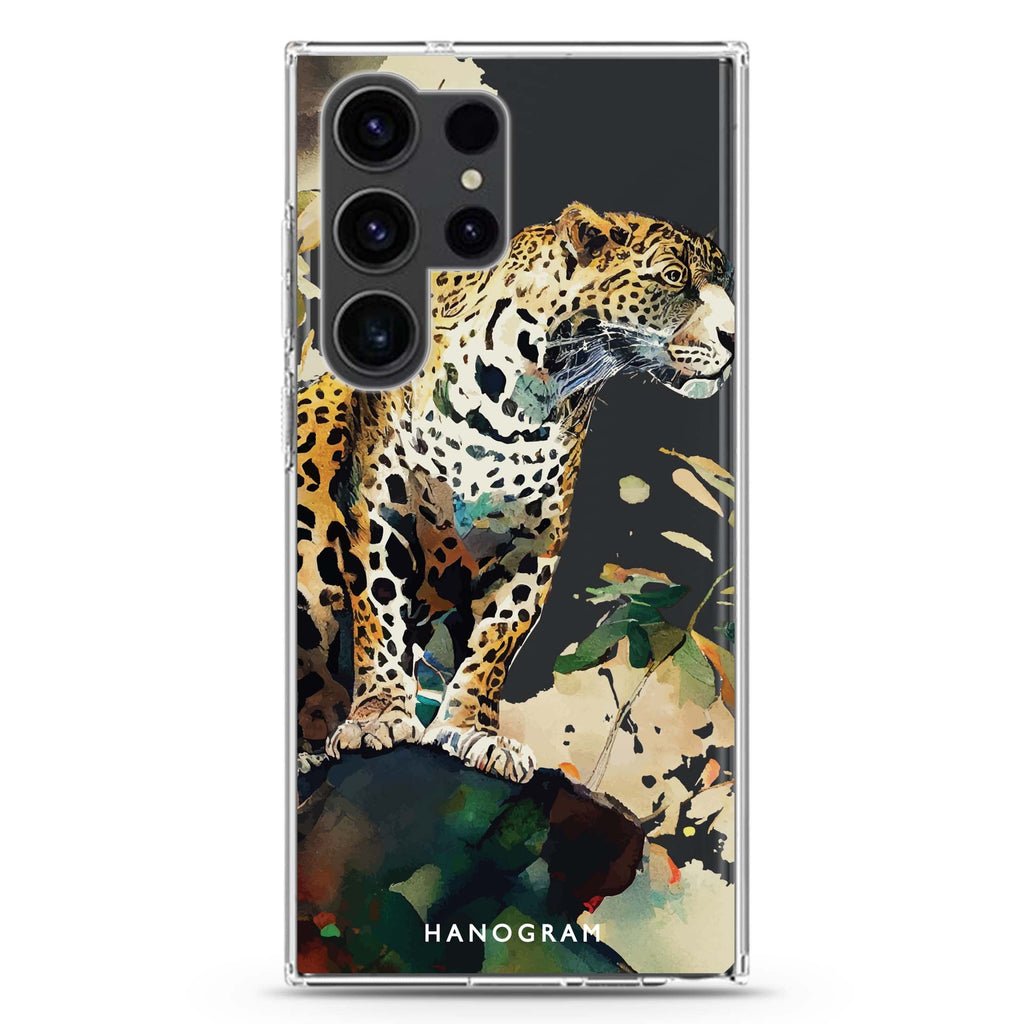 A leopard Samsung Galaxy Ultra 透明保護殼，適用 S26/S25/S24/S23 Ultra，圖1