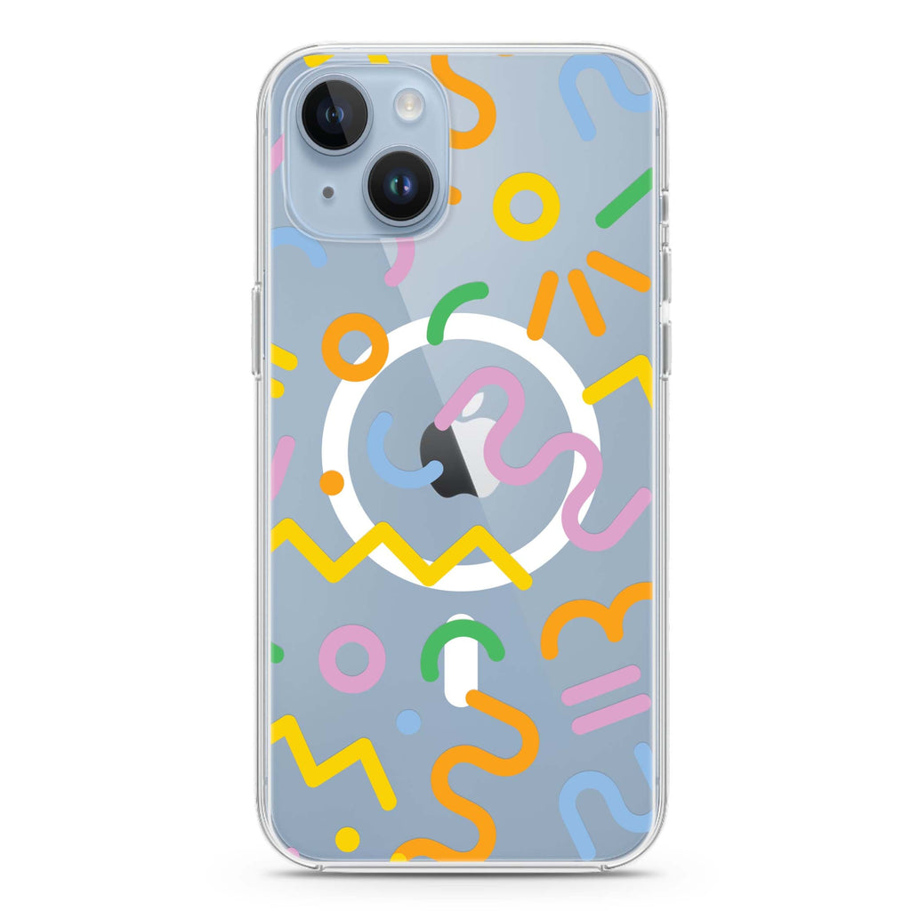 Abstract Doodles iPhone 14 Plus Magsafe 兼容水晶透明保護殼