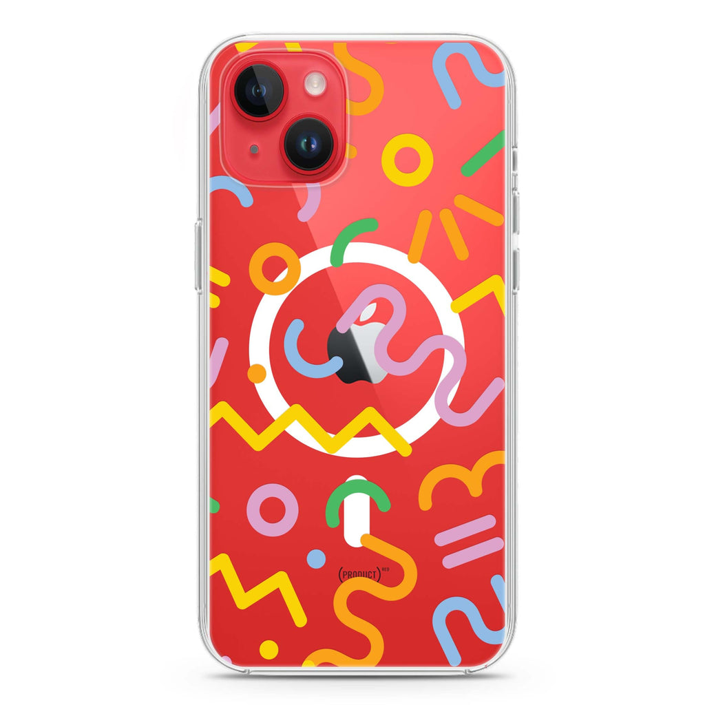 Abstract Doodles iPhone 14 Magsafe 兼容水晶透明保護殼