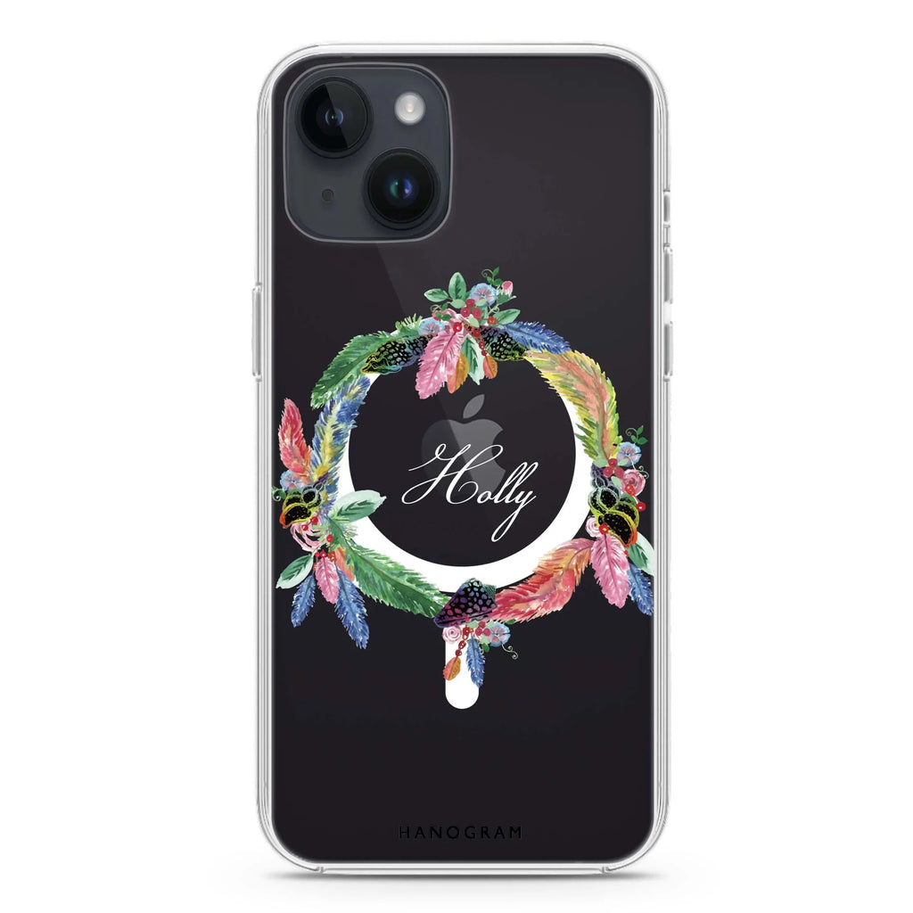 Watercolour Feather iPhone 14 Magsafe 兼容水晶透明保護殼