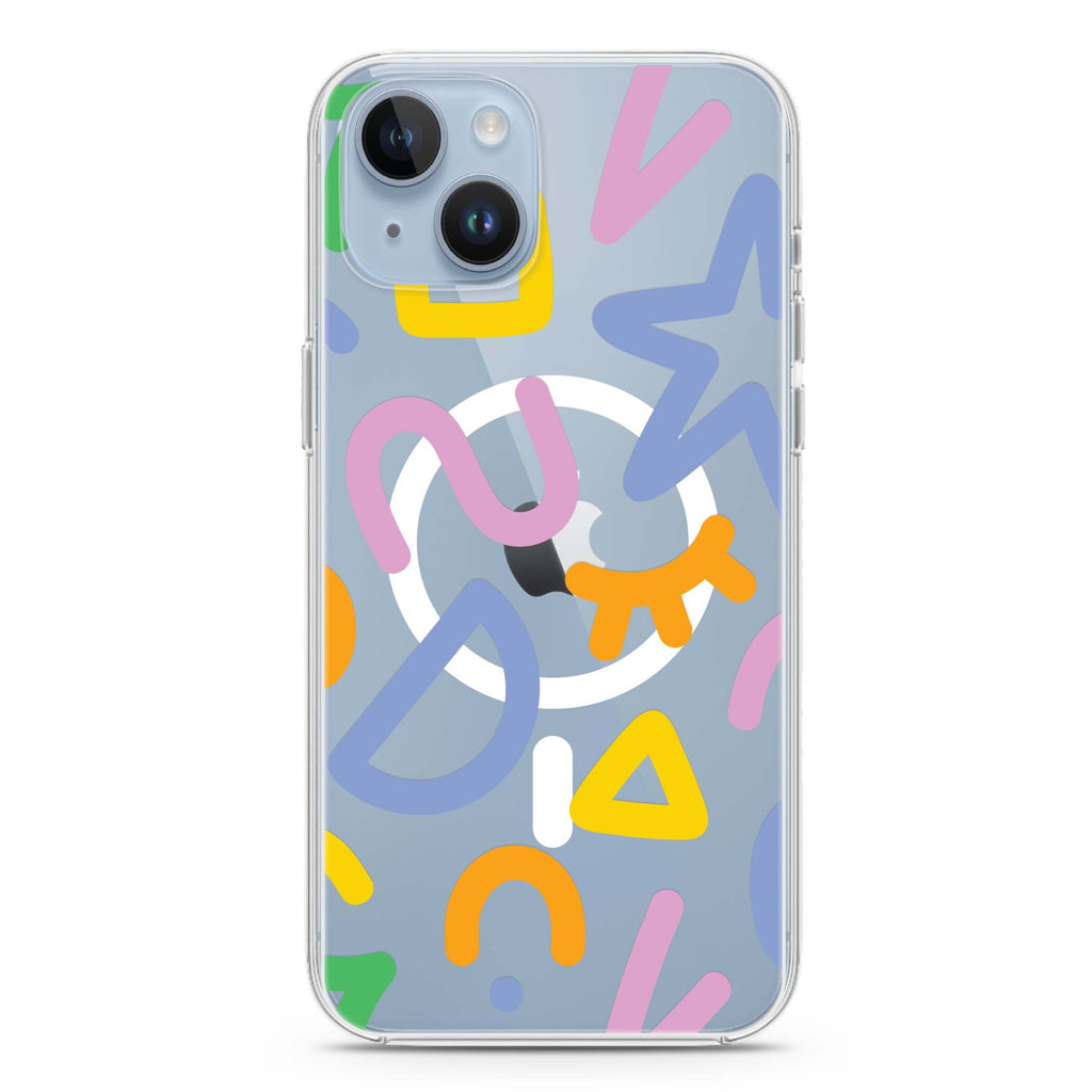 Abstract Doodles iPhone 14 Magsafe 兼容水晶透明保護殼