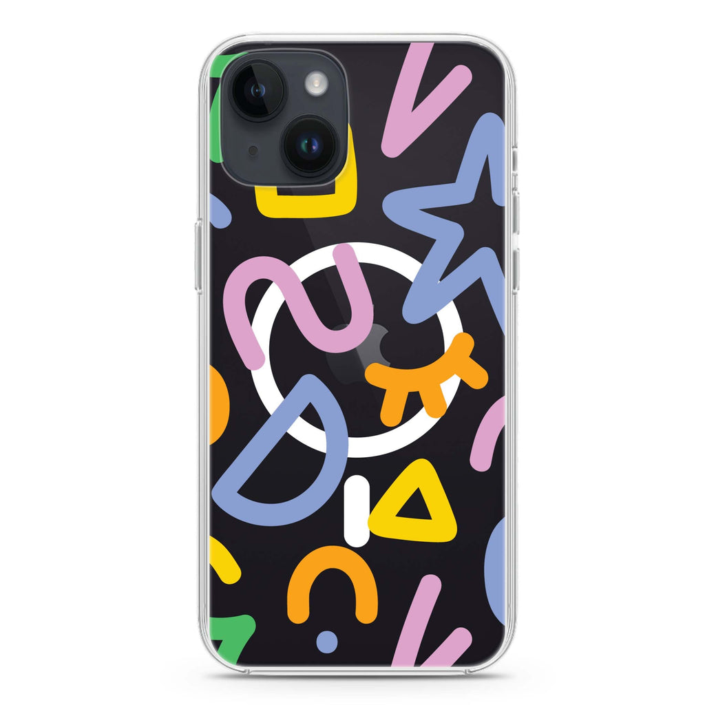 Abstract Doodles iPhone 14 Plus Magsafe 兼容水晶透明保護殼