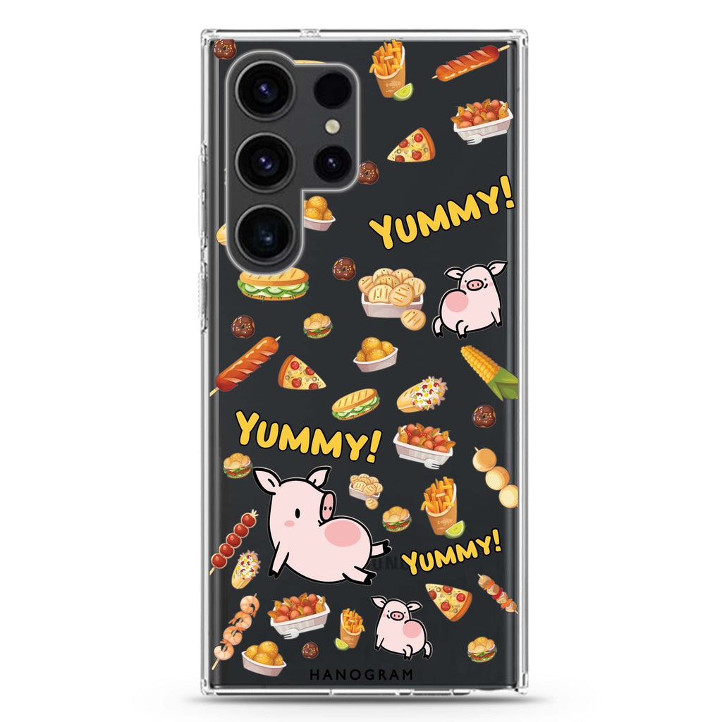 Yummy Piggy Samsung Galaxy Ultra 透明保護殼，適用 S26/S25/S24/S23 Ultra，圖1