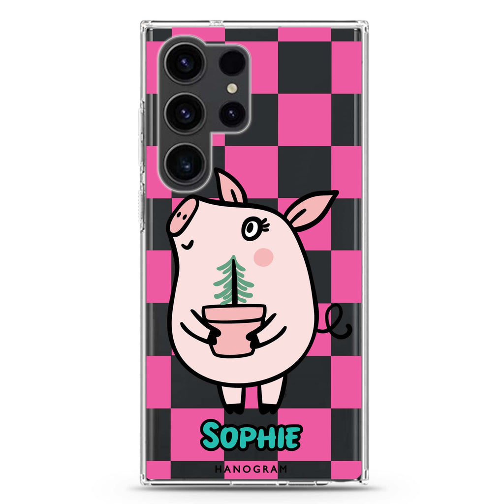 Lovely Pig Samsung Galaxy Ultra 可加名字透明保護殼，適用 S26/S25/S24/S23 Ultra，圖1