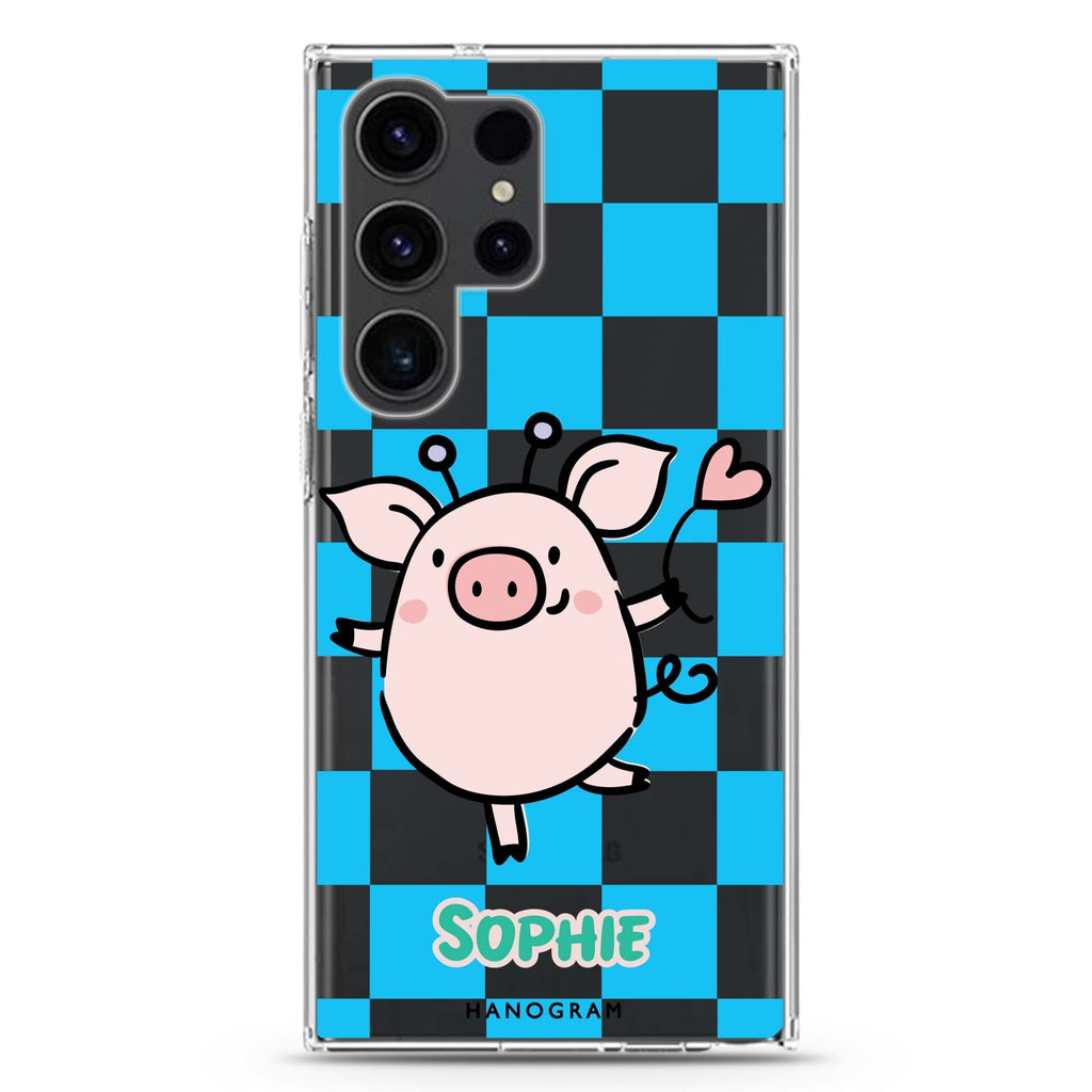 Happy Pig Samsung Galaxy Ultra 可加名字透明保護殼，適用 S26/S25/S24/S23 Ultra，圖1
