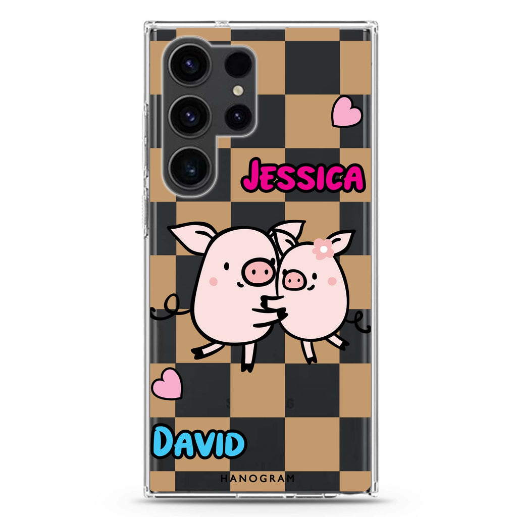 Love Pig Samsung Galaxy Ultra 可加名字透明保護殼，適用 S26/S25/S24/S23 Ultra，圖1