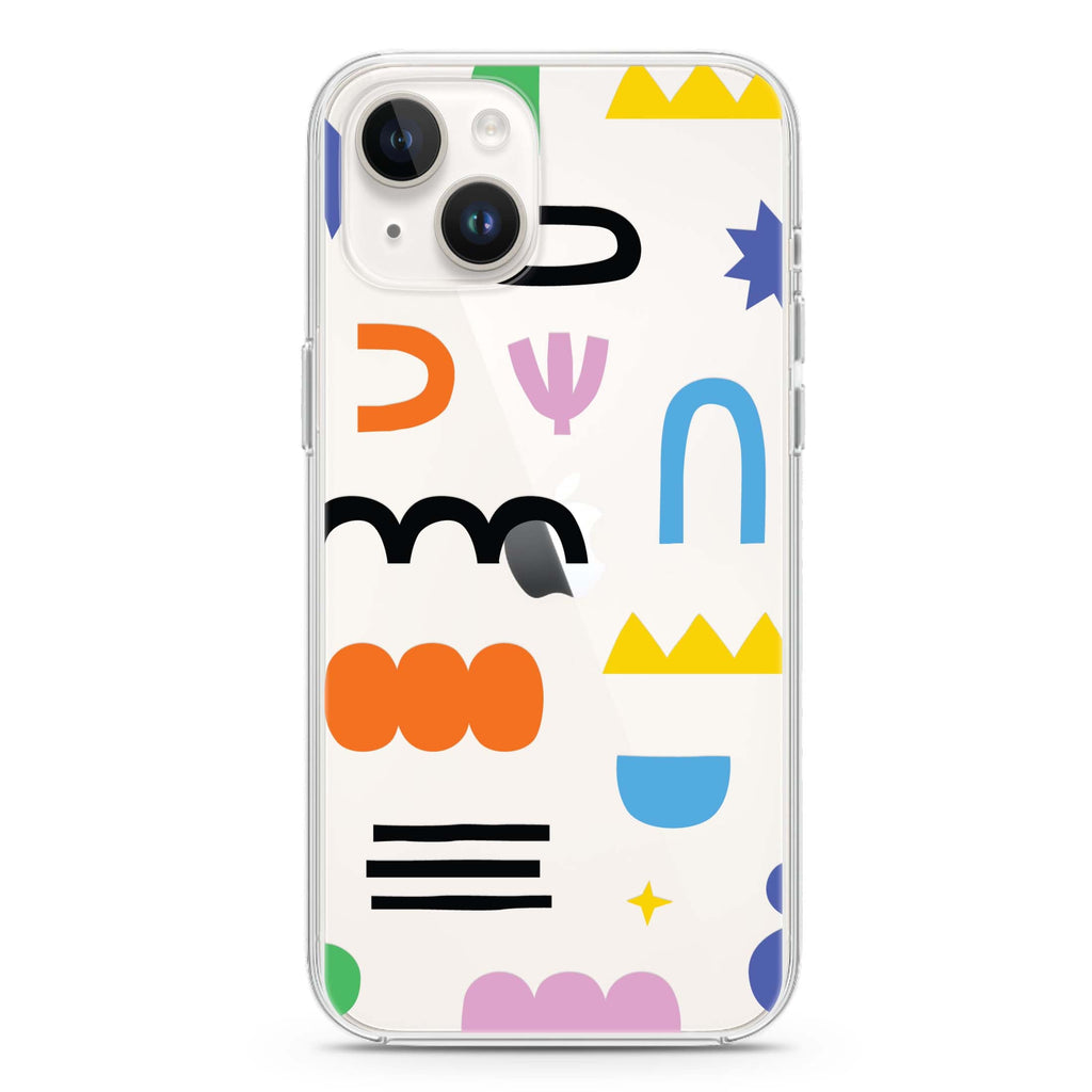 Abstract Doodles Pattern iPhone 14 plus 水晶透明保護殼