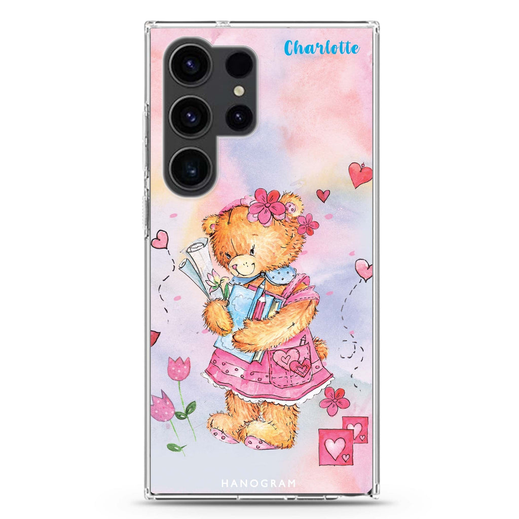 Sweet Heart Bear Samsung Galaxy Ultra 可加名字透明保護殼，適用 S26/S25/S24/S23 Ultra，圖1