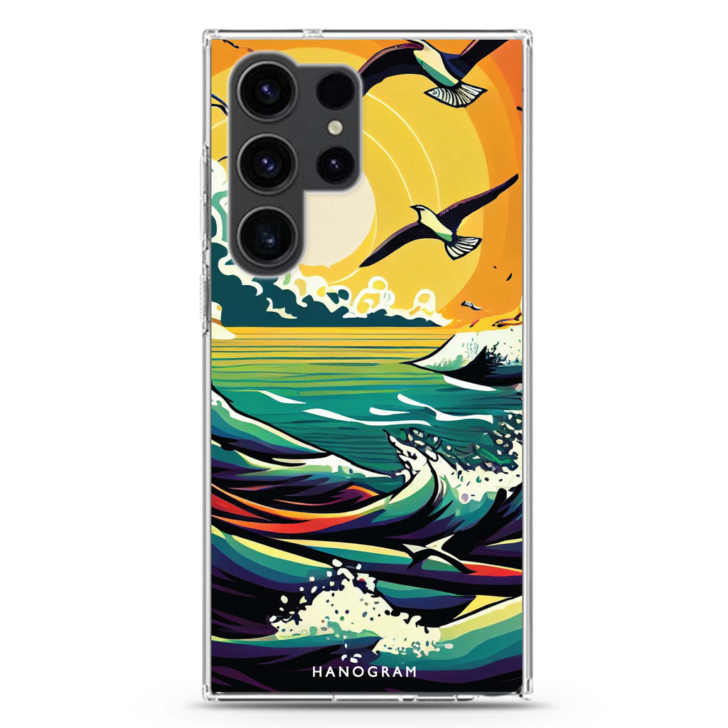 Seagulls & waves Samsung Galaxy Ultra 透明保護殼，適用 S26/S25/S24/S23 Ultra，圖1