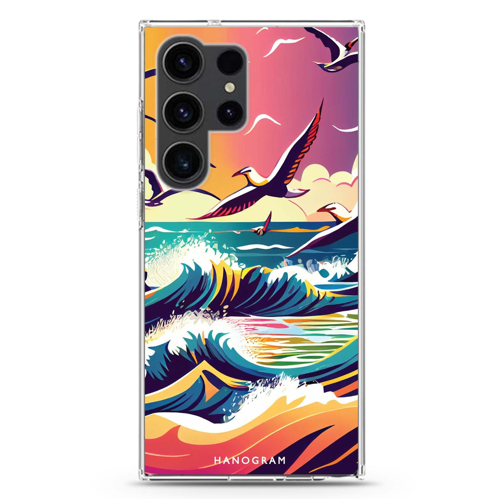 Waves & seagulls Samsung Galaxy Ultra 透明保護殼，適用 S26/S25/S24/S23 Ultra，圖1