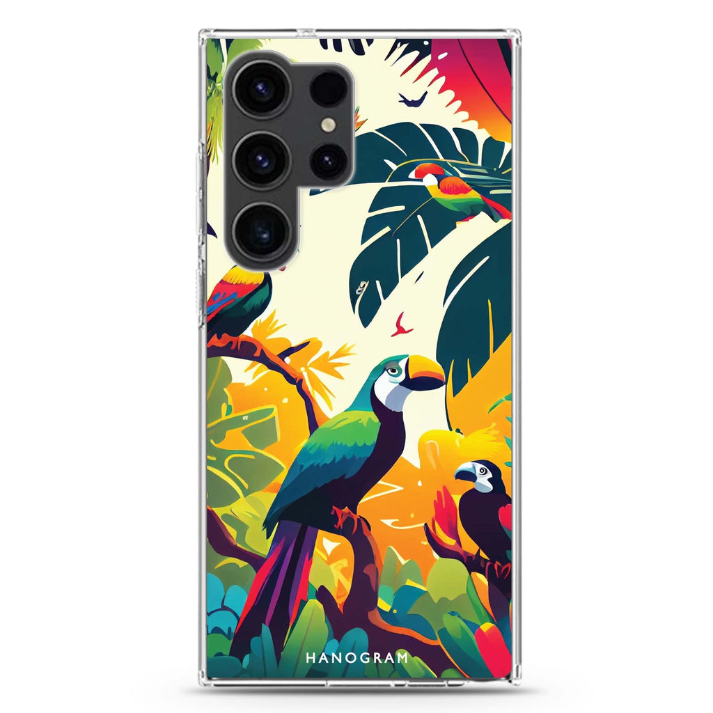 Tropical birds Samsung Galaxy Ultra 透明保護殼，適用 S26/S25/S24/S23 Ultra，圖1