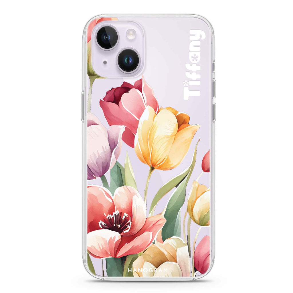 Watercolor tulip iPhone 14 水晶透明保護殼