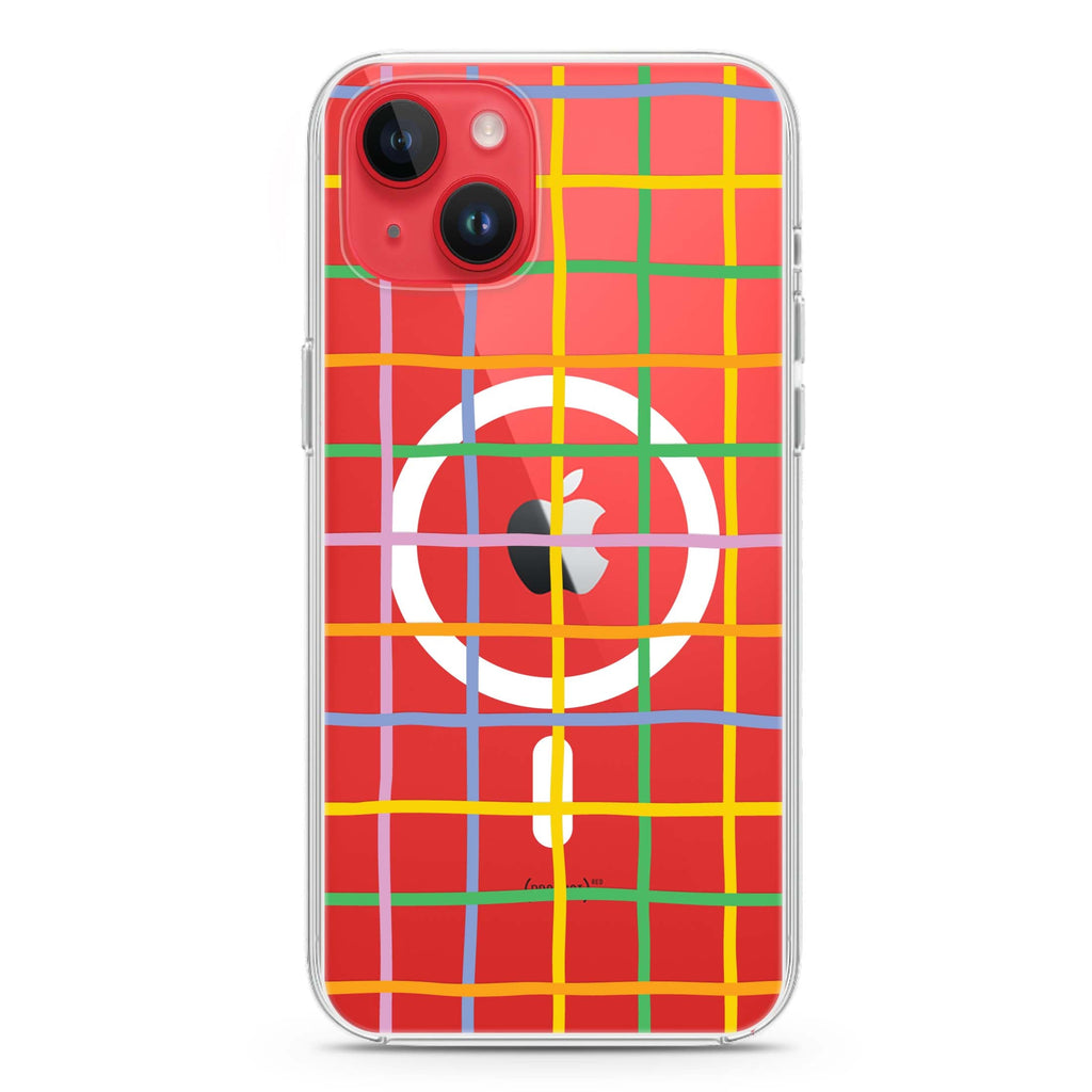 Abstract Doodles Pattern iPhone 14 Plus Magsafe 兼容水晶透明保護殼