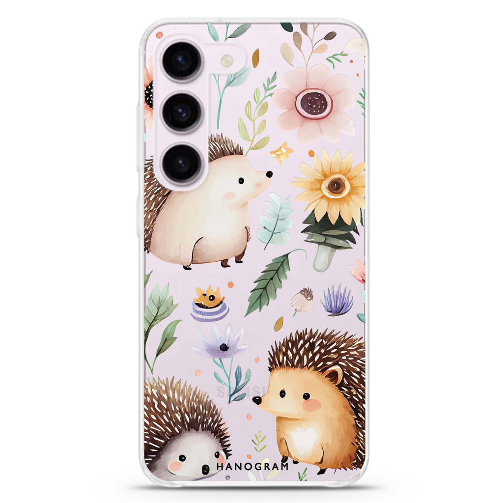 Hedgehog & Floral Samsung Galaxy S22+ 水晶透明保護殼