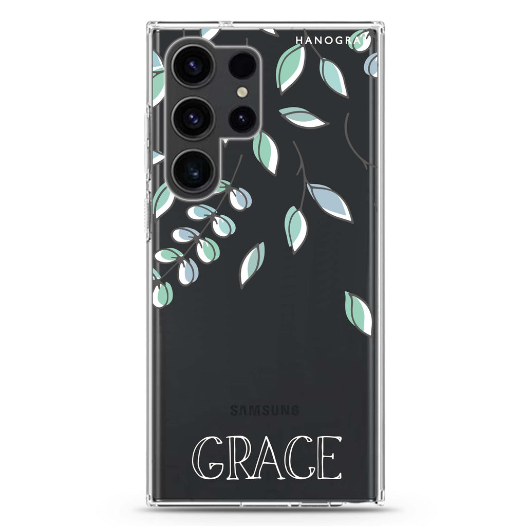 Fall Leaf Samsung Galaxy Ultra 可加名字透明保護殼，適用 S26/S25/S24/S23 Ultra，圖1
