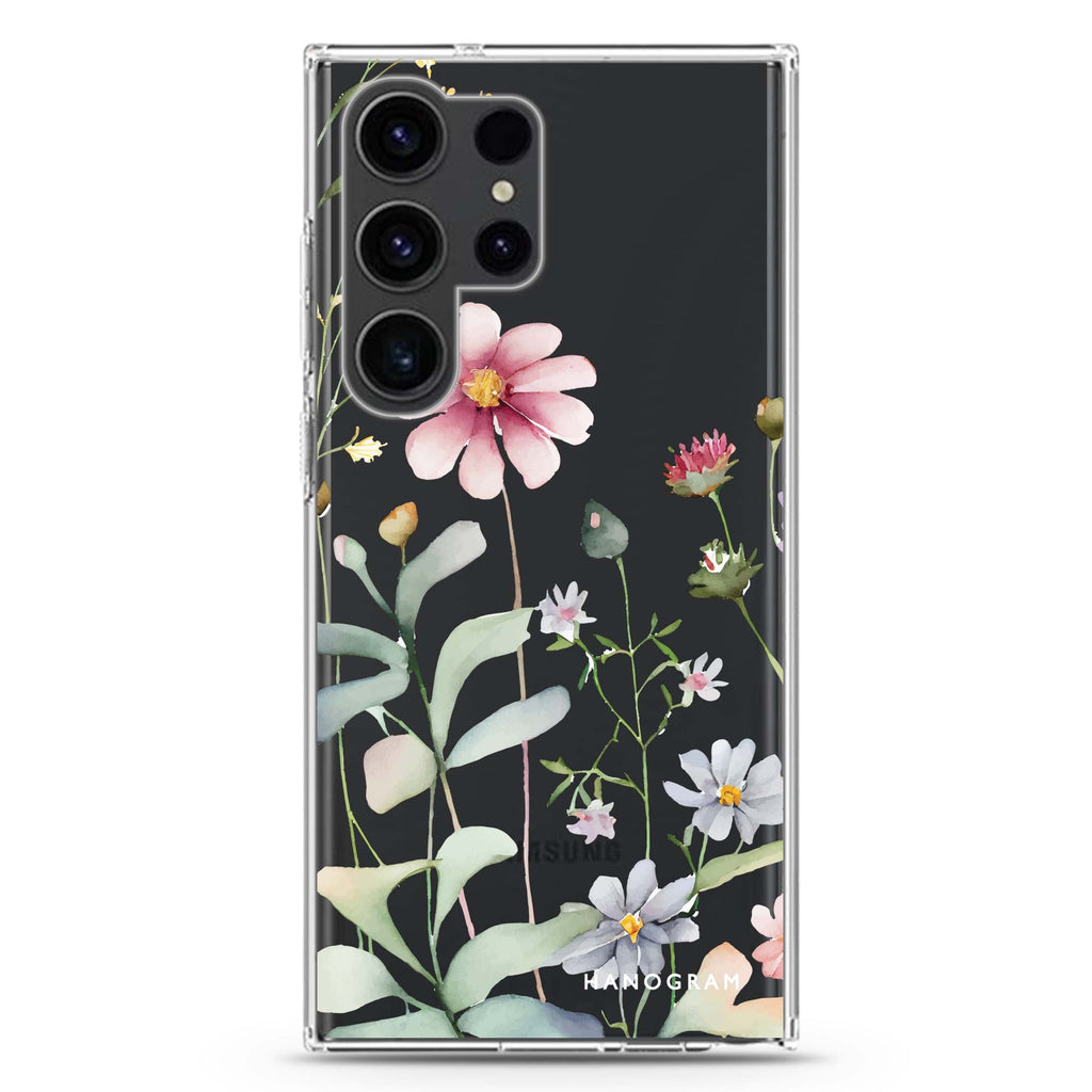 Floral Samsung Galaxy Ultra 透明保護殼，適用 S26/S25/S24/S23 Ultra，圖1