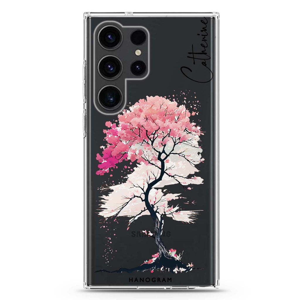 A Cherry tree Samsung Galaxy Ultra 可加名字透明保護殼，適用 S26/S25/S24/S23 Ultra，圖1