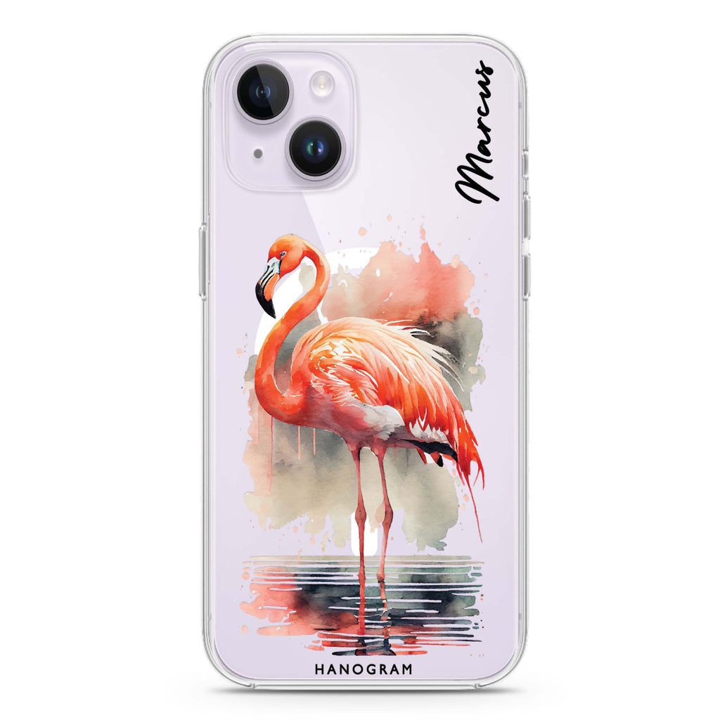 Flamingo in water iPhone 14 Plus Magsafe 兼容水晶透明保護殼