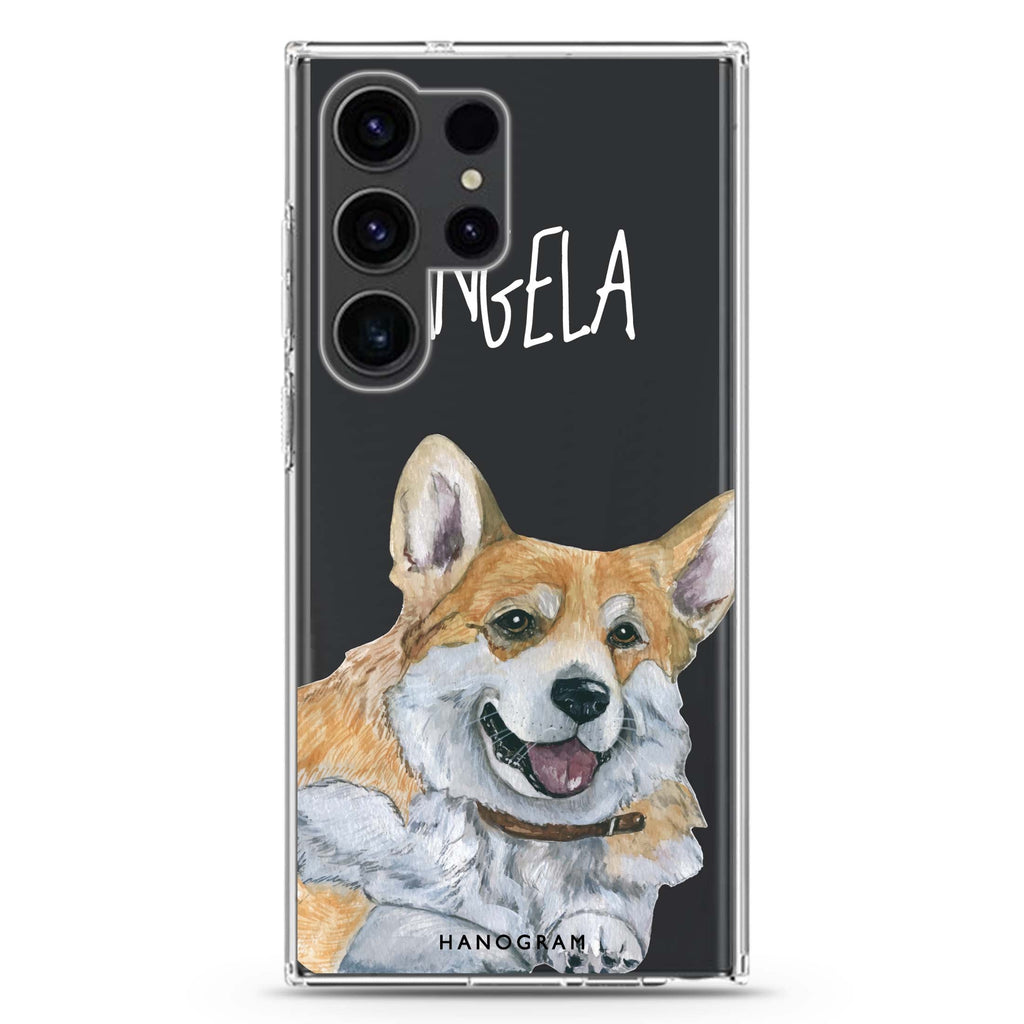 Corgi Samsung Galaxy Ultra 可加名字透明保護殼，適用 S26/S25/S24/S23 Ultra，圖1