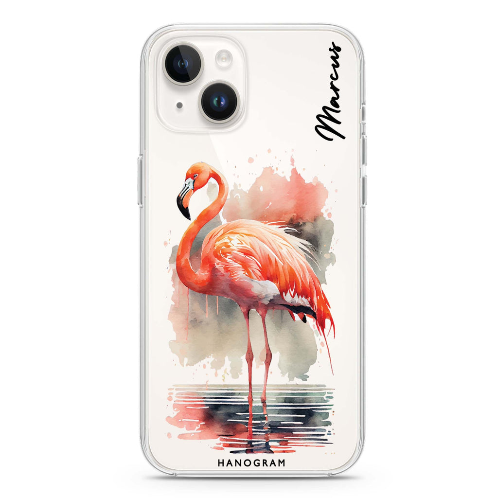 Flamingo in water iPhone 14 水晶透明保護殼