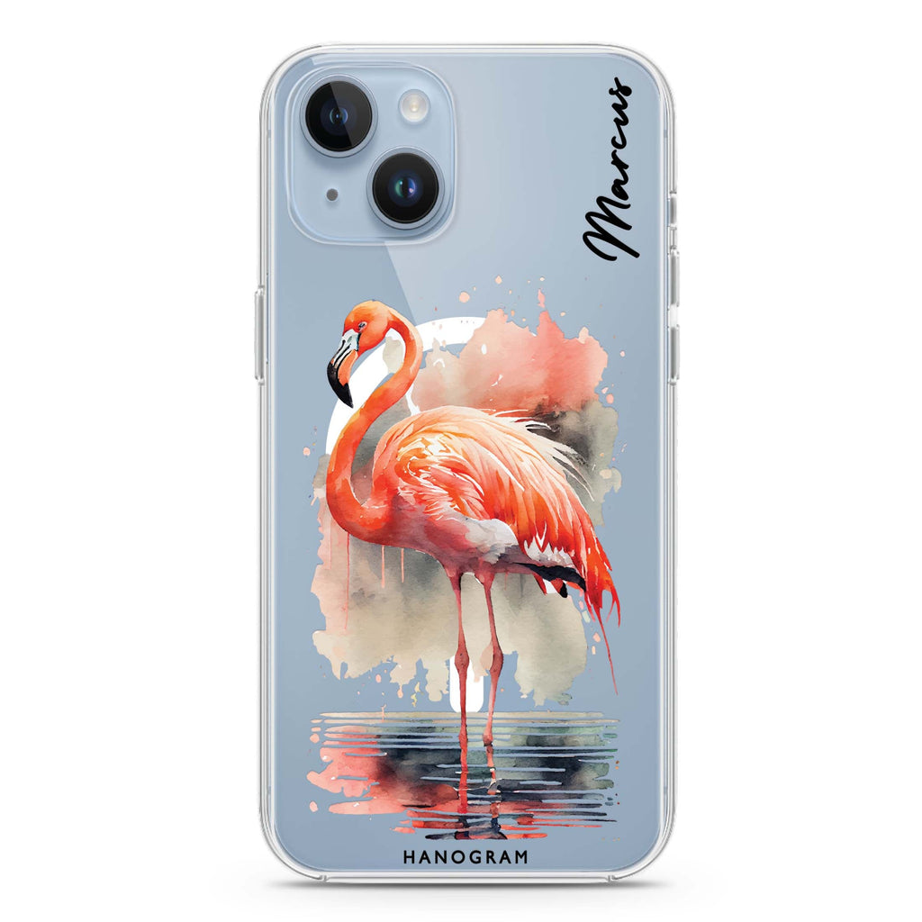 Flamingo in water iPhone 14 Magsafe 兼容水晶透明保護殼