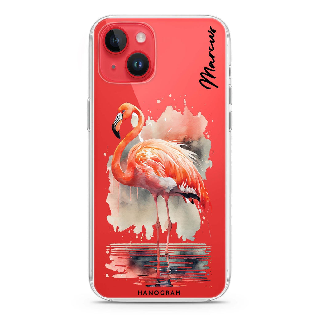 Flamingo in water iPhone 14 plus 水晶透明保護殼