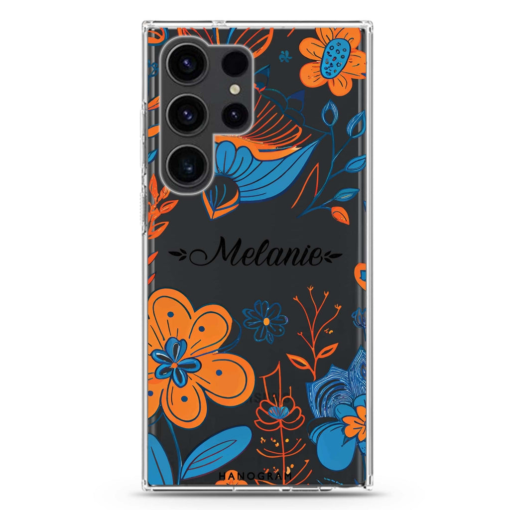 Floral Pattern Samsung Galaxy Ultra 可加名字透明保護殼，適用 S26/S25/S24/S23 Ultra，圖1