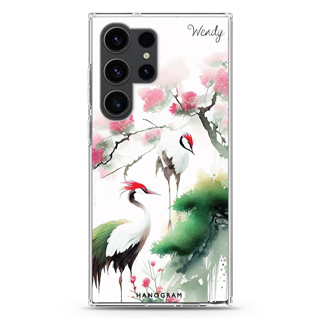 Pines & cranes Samsung Galaxy Ultra 可加名字透明保護殼，適用 S26/S25/S24/S23 Ultra，圖1
