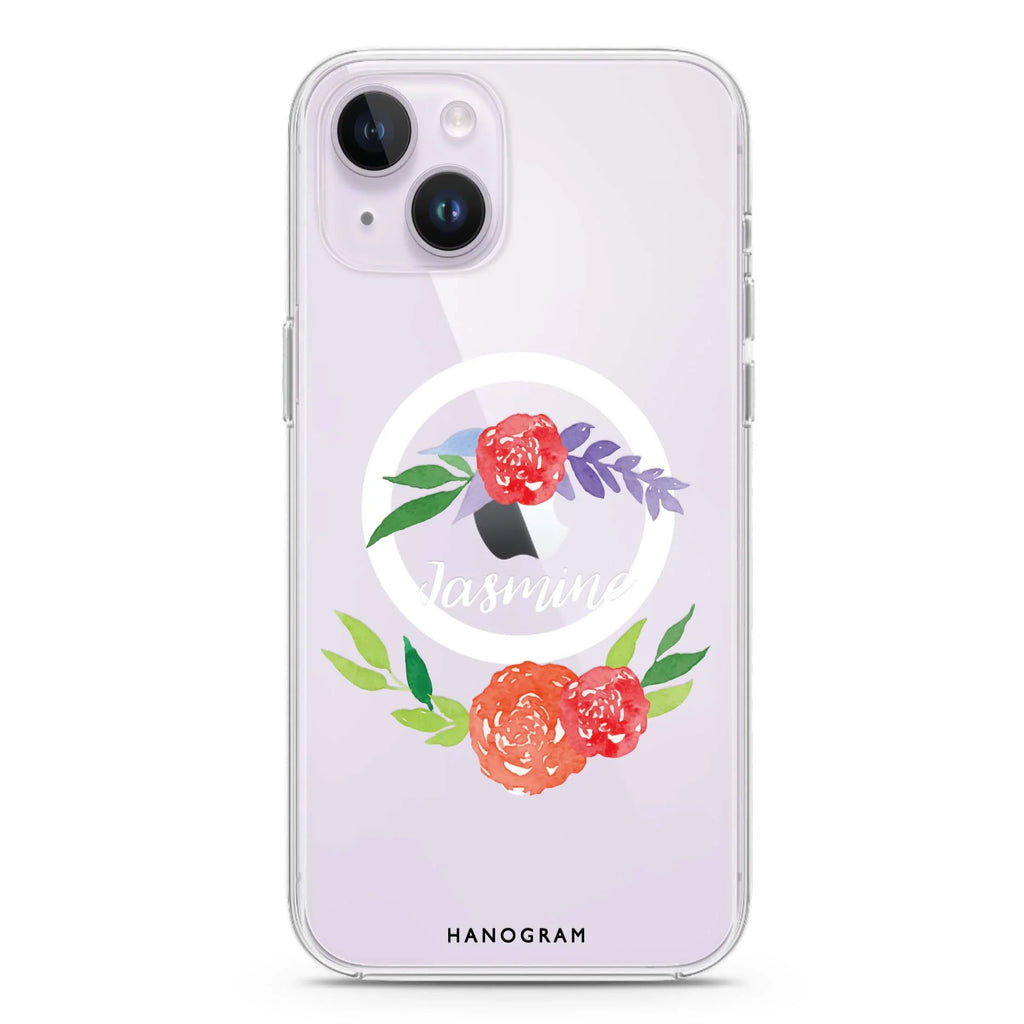Floral Circle iPhone 14 Magsafe 兼容水晶透明保護殼