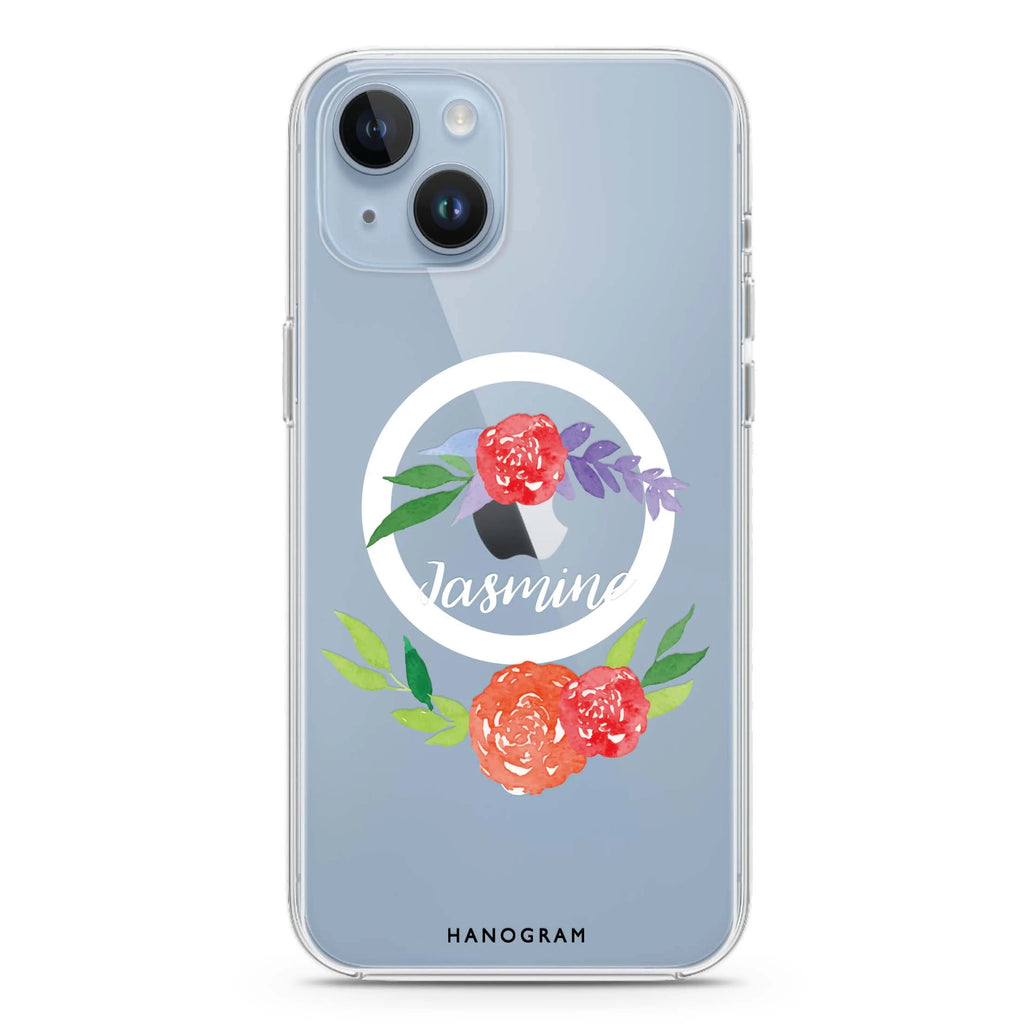Floral Circle iPhone 14 Plus Magsafe 兼容水晶透明保護殼