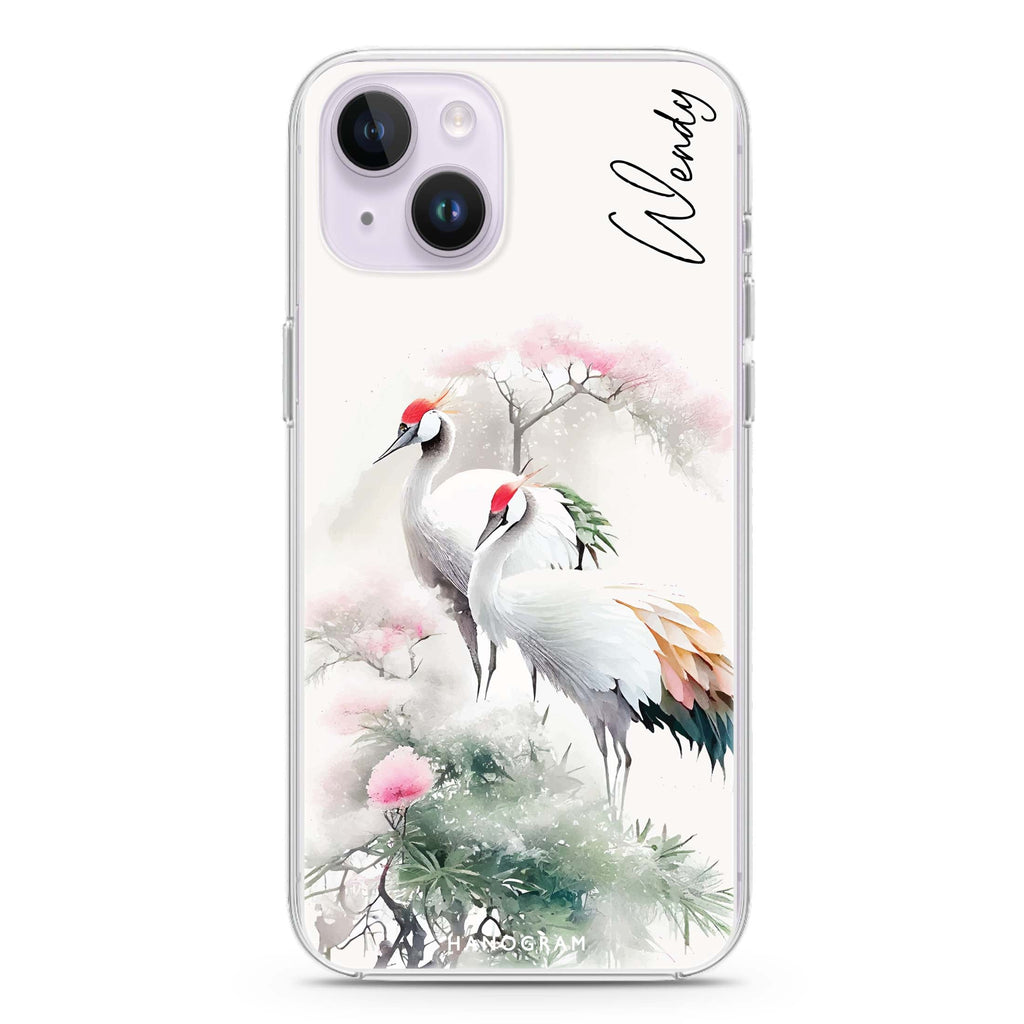 Pines & cranes iPhone 14 Magsafe 兼容水晶透明保護殼