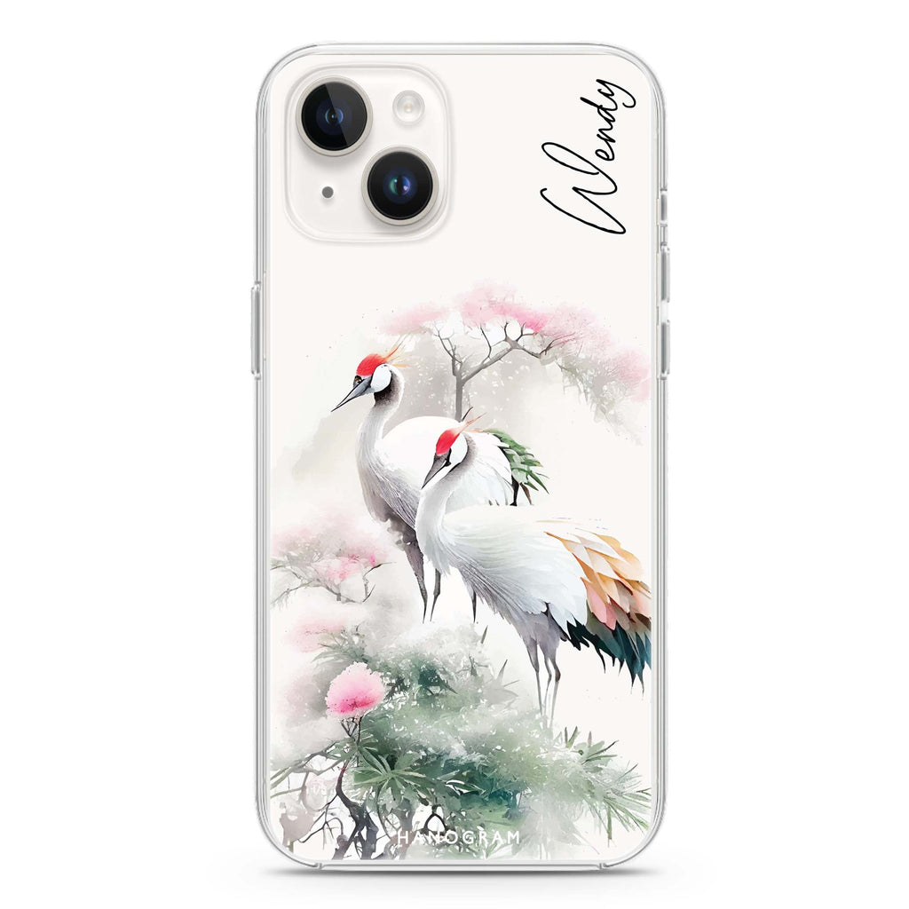 Pines & cranes iPhone 14 Plus Magsafe 兼容水晶透明保護殼