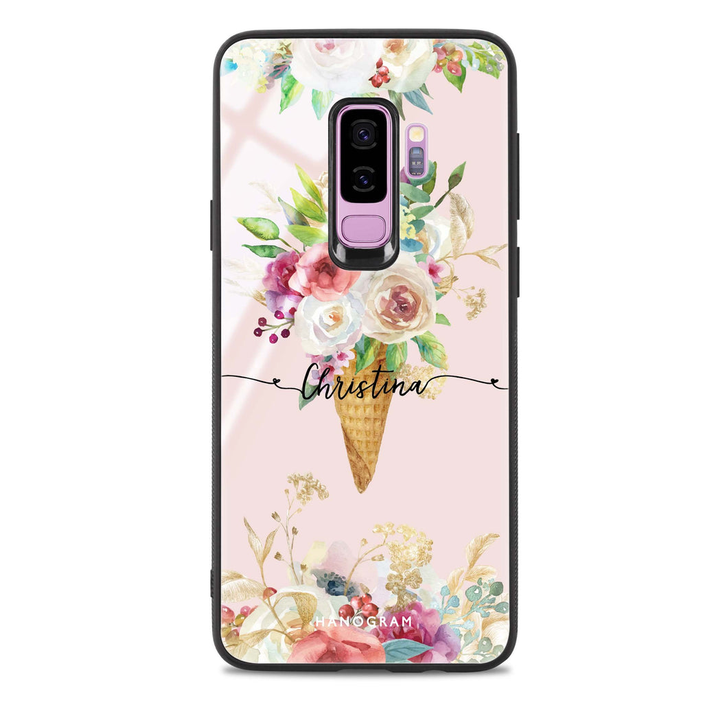 Ice cream floral Samsung S9 Plus 超薄強化玻璃殻