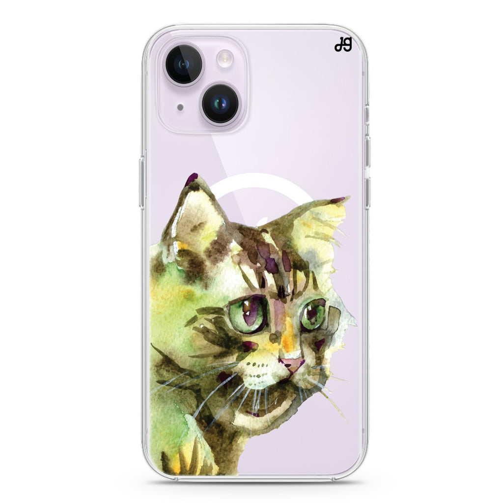 Watercolour Cat iPhone 14 Plus Magsafe 兼容水晶透明保護殼