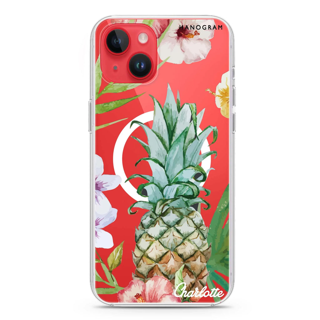 Pineapple & Floral iPhone 14 Magsafe 兼容水晶透明保護殼