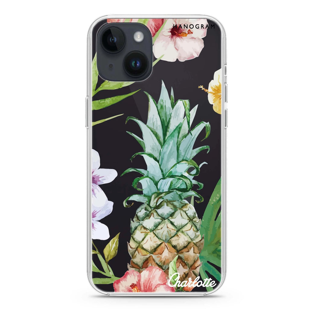 Pineapple & Floral iPhone 14 plus 水晶透明保護殼